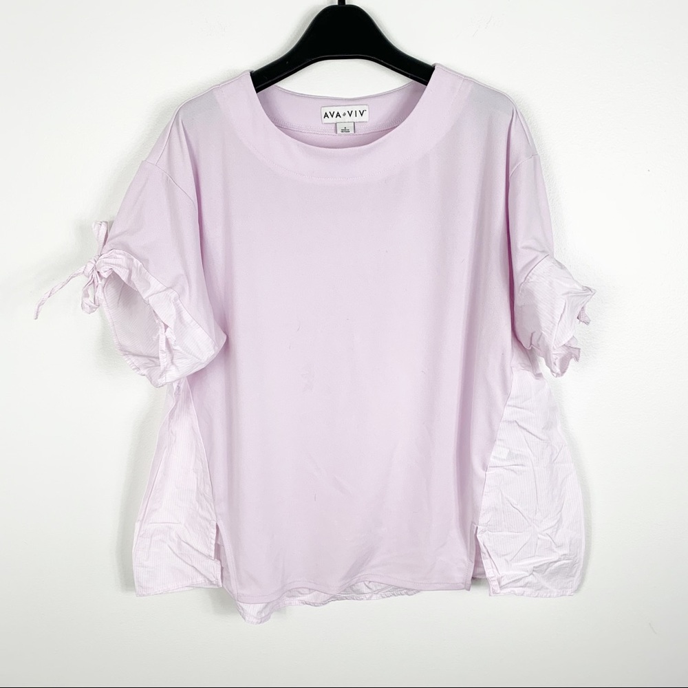 Ava Viv Short sleeve Blouse Solid Striped